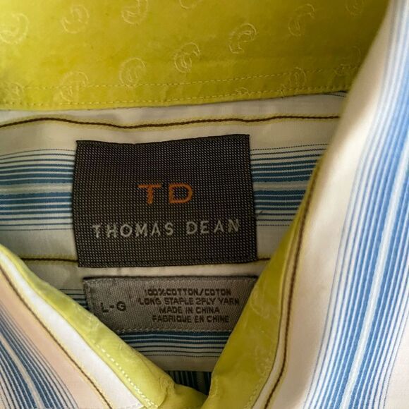 Thomas Dean L/S Casual Striped Dress Shirt Great Pre-Loved Condition Size L - Picture 4 of 11